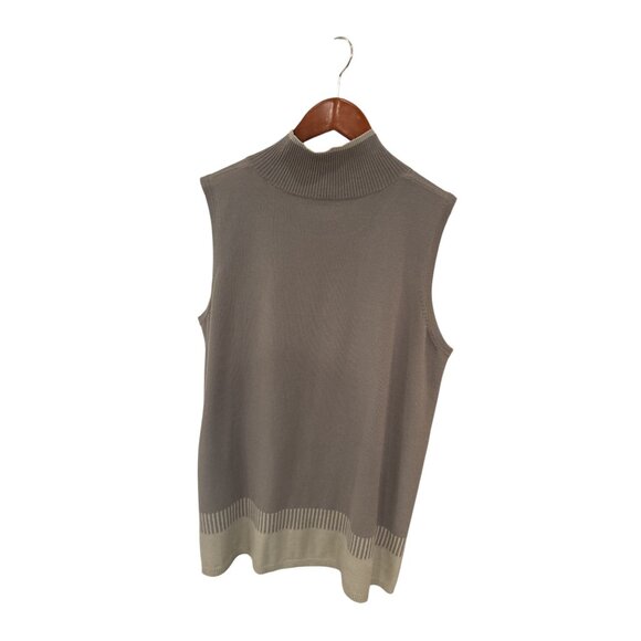 WynneLayers Sleeveless Mock Neck Knit Top — Taupe/Gray, Women’s XL, Soft Knit Ve - Picture 2 of 7